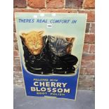 A PRINTED METAL SIGN FOR REAL COMFORT IN CHERRY BLOSSOM BOOT POLISH. 74.5 x 48.5cms.