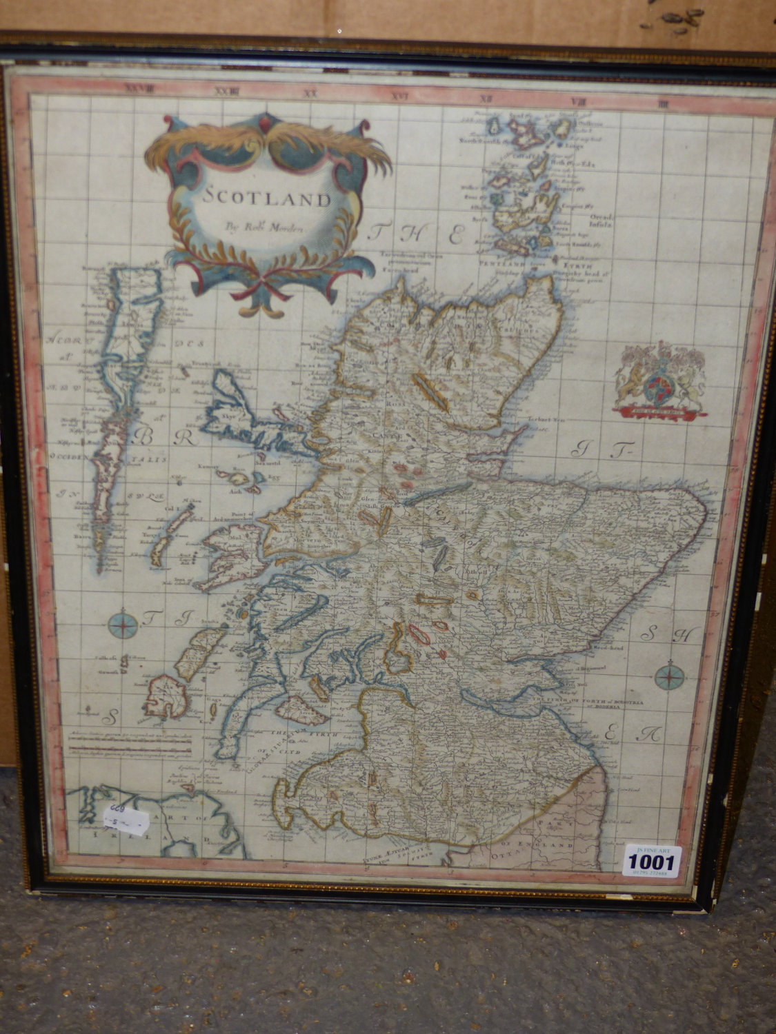 AFTER ROBERT MORDEN. AN ANTIQUE HAND COLOURED MAP OF SCOTLAND. 45 x 35.5cms. - Image 2 of 4