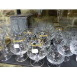 VARIOUS PART SETS OF DRINKING GLASS, TO INCLUDE: A BOXED SET OF SHOT GLASSES AND NAPOLEON BRANDY