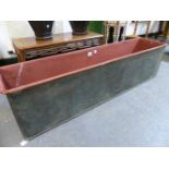 A RECTANGULAR COPPER TROUGH. W 112 x D 26 x H 30cms.