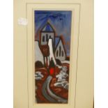 ROONEY ? (CONTEMPORARY). ARR. AN IRISH RURAL CHURCH. SIGNED, OIL ON BOARD. 30 x 9.5cms.