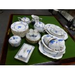 A HEREND CHINESE BOUQUET BLUE PATTERN FORTY TWO PIECE PART BREAKFAST SET