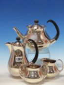 A 1960S MAPPIN AND WEBB ELECTROPLATE FOUR PIECE TEA AND COFFEE SET DESIGNED BY ERIC CLEMENTS