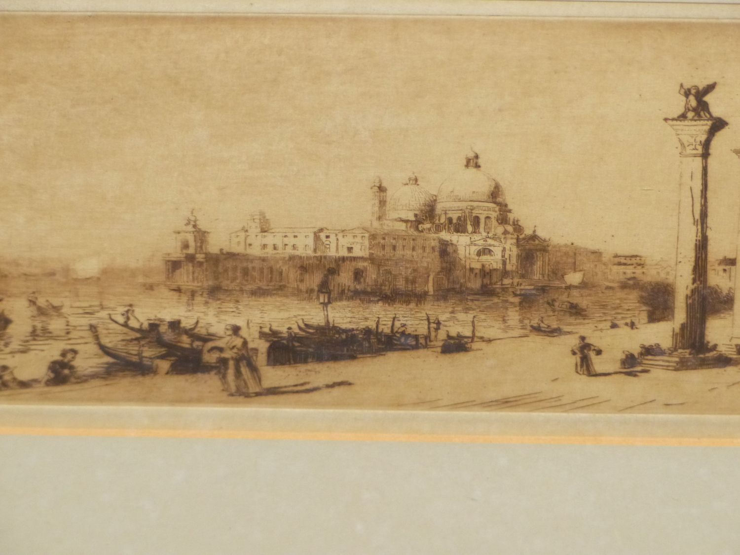 19th/20th.C. ENGLISH SCHOOL. A VIEW OF VENICE. INDISTINCTLY PENCIL SIGNED ETCHING. 14 x 31cms. - Image 4 of 6