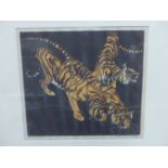 NORBERTINE BRESSLERN ROTH (1891-1978). ARR. TIGERS. PENCIL SIGNED AND INSCRIBED LINO CUT. 23 x