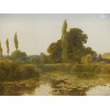 THOMAS PYNE (1843-1935). THE WATER MEADOW. SIGNED AND DATED 1881, WATERCOLOUR. 49 x 69cms.