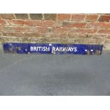 A BLUE GROUND ENAMEL SIGN FOR BRITISH RAILWAYS. 128 x 15cms.