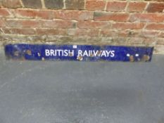 A BLUE GROUND ENAMEL SIGN FOR BRITISH RAILWAYS. 128 x 15cms.