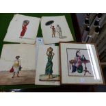 FOUR 19th CENTURY INDIAN UNFRAMED WATERCOLOURS OF FIGURES ASSOCIATED WITH PARTICULAR PURSUITS. 24