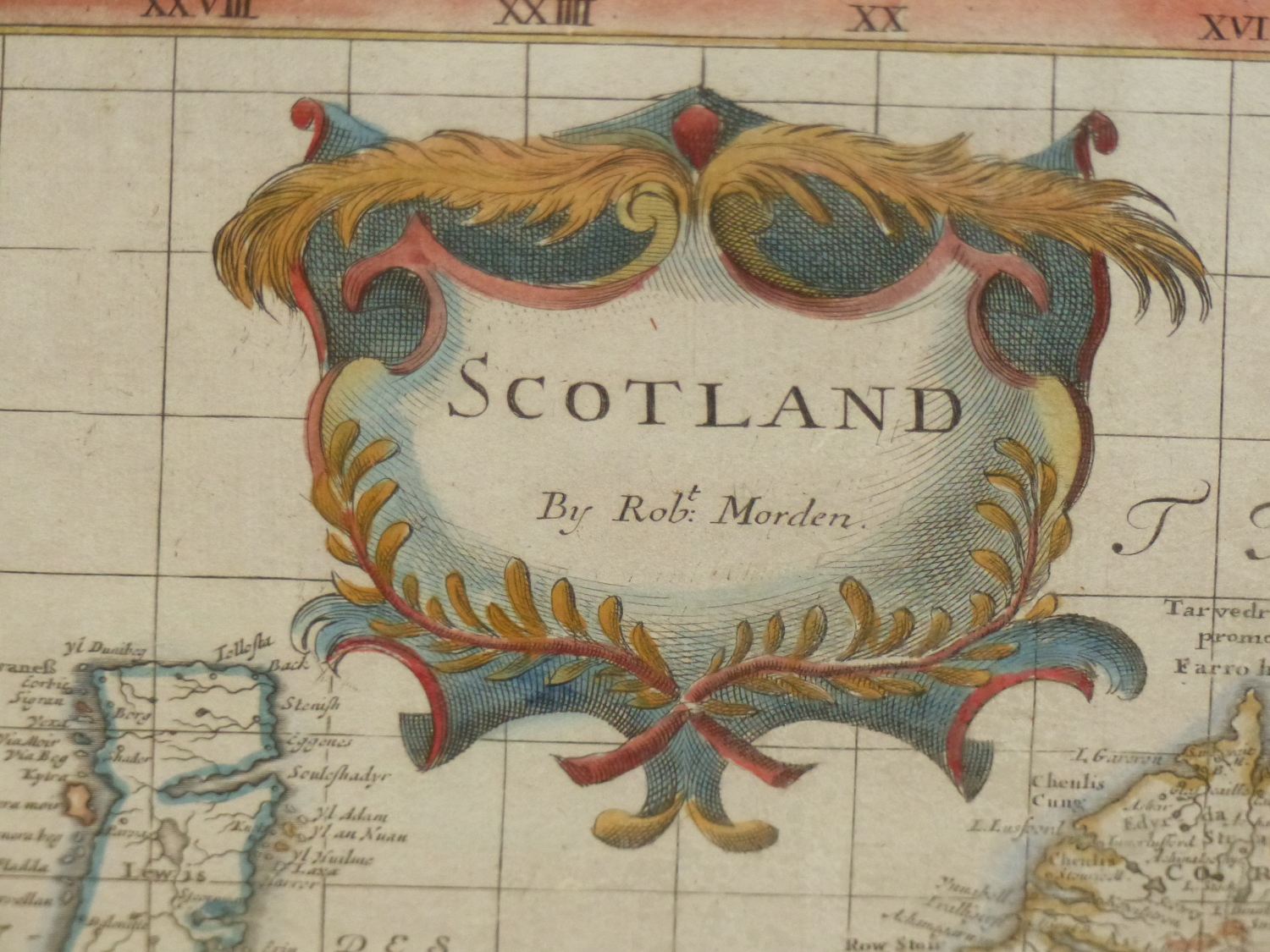 AFTER ROBERT MORDEN. AN ANTIQUE HAND COLOURED MAP OF SCOTLAND. 45 x 35.5cms. - Image 3 of 4