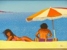 MIKE FRANCIS (b. 1938). ARR. TWO'S COMPANY. SIGNED ACRYLIC ON CANVAS, GALLERY LABEL VERSO. 30.5 x