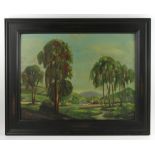 Irving J. Rogow, landscape, oil on canvas board. Provenance: From a West Palm Beach, Florida