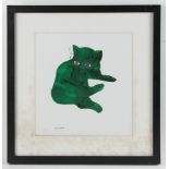 Andy Warhol, green cat, print, 11 1/2" x 10 1/2", framed 17 1/2" x 17". Provenance: From a Newton,