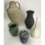 Studio art pottery, five (5) pieces total. Provenance: From Hampton, New York estate.