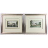 Two hand-colored prints of Bishton Hall and Denton House, custom framed 19" x 22". Provenance:
