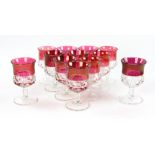 Cranberry Cape Cod glass goblets, (12) total. Provenance: From a Delray Beach, Florida estate.