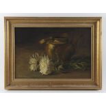 Emil Carlsen (1848/53-1932), "Chrysantemum and Copper Pot", oil on canvas, signed L/L, 13" x 19 1/