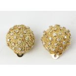 Pair of ladies' 14k gold and diamond moon-shape earrings, pattern #156452, approximately 18 grams TW