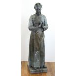 Italian bronze statue of a saint, 60" H x 16" W x 14" D. Provenance: From a Winchester,