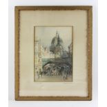 Ernes George 1886, view of Ludgat Hill in London, print, framed 23" x 19". Provenance: From a Delray