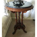 Victorian walnut taboret table, having black marble top, 29" H x 20" W. Provenance: Estate of