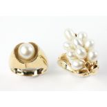 14k gold pearl rings, approximately 13 grams TW with pearls, sizes 6 - 6 1/2. Provenance: From a