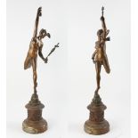 19th century bronze metal statue with presentation plaque, to Major Walter Lombard by the 6th