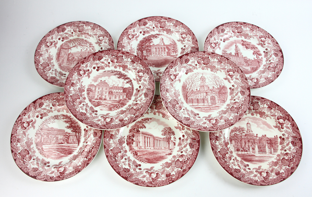 Harvard University plates by Wedgwood, eight (8) total. Provenance: From a Sudbury, Massachusetts