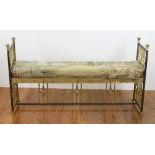 Brass and iron bench, attributed to Oscar Bach, 31" H x 59" W x 16" D. Provenance: From a