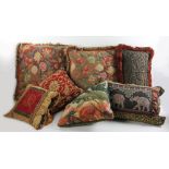 Collection of sixteen (16) European-style embroidered pillows. Provenance: From a Medford,