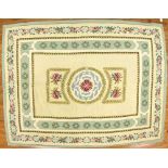 French traditional needlepoint rug, 11' 11" x 8' 10". Provenance: Beverly, Massachusetts estate.
