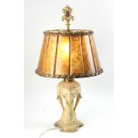 1920s elephant lamp with original shade. Provenance: From a West Palm Beach, Florida estate.