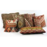 Oriental rug and collection of nine (9) Kilim pillows. Provenance: From a Medford, Massachusetts