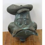 Donald Duck bronze sculpture, 24" H x 24" W. Provenance: From an Everett, Massachusetts estate.