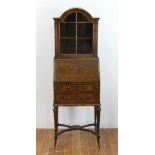 Antique English Adams paint decorated diminutive secretary desk, 56" H x 18" W x 13" D.