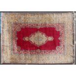 Antique Persian Kerman rug, 13' 9" x 9' 9". Provenance: From a Medford, Massachusetts estate.