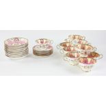 Group of Paris porcelain cups and saucers with 8 1/2" plates, set of (12). Provenance: From a Delray