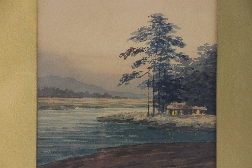 Hura signed, Japanese watercolor landscape, framed 16" x 12". - Image 3 of 6