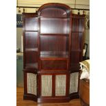 Federal-style mahogany bookcase desk, 87" H x 53" W x 14" D.