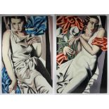 Two paintings by Tamara de Lempicka, oil on board, both 48 1/2" x 37". Provenance: From an Orange,