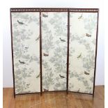 Victorian three-panel dressing screen with morning glory and bird design, 59" H x 19" W. Provenance: