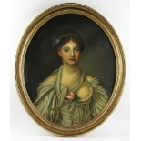 D' Afenando, Italian/Spanish School oval portrait of a young woman, 32" x 27". Provenance: From a