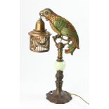 1920s parrot lamp. Provenance: From a West Palm Beach, Florida estate.