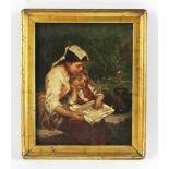 James Califano, girls reading, oil on board, signed, 8" x 10". Provenance: From a Beverly,