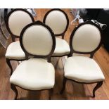 Set of four (4) cameo black mahogany dining chairs, made by Hickory. Provenance: Estate of antique
