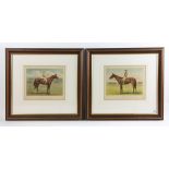 Two 19th century equestrian colored prints, 18" x 20". Provenance: From a Delray Beach, Florida