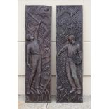 Pair of figural bronze panels or doors, signed Cascieri Di Biccabi A. C. Scieri, 320 lbs, 73" H x