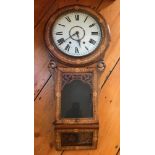 Antique Scottish inlaid wall clock, 36" H x 16" W. Provenance: From a Manchester, Massachusetts