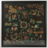 1870 needlework picture. Provenance: From a Newton, Massachusetts estate.