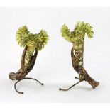 19th century Loetz glass antler wood vases, 10" H x 6" W. Provenance: From a Danvers,